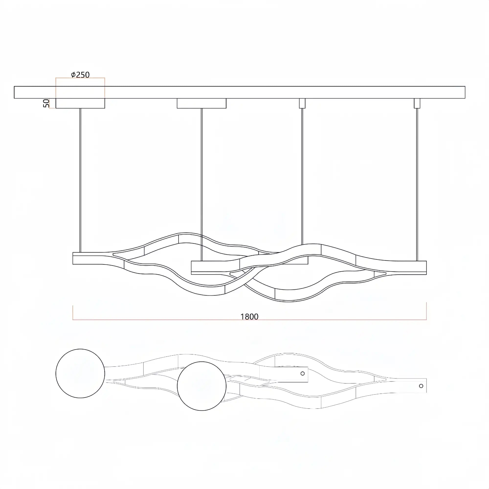 Modern Simple Aluminum Waving Chandelier - Blushlighting