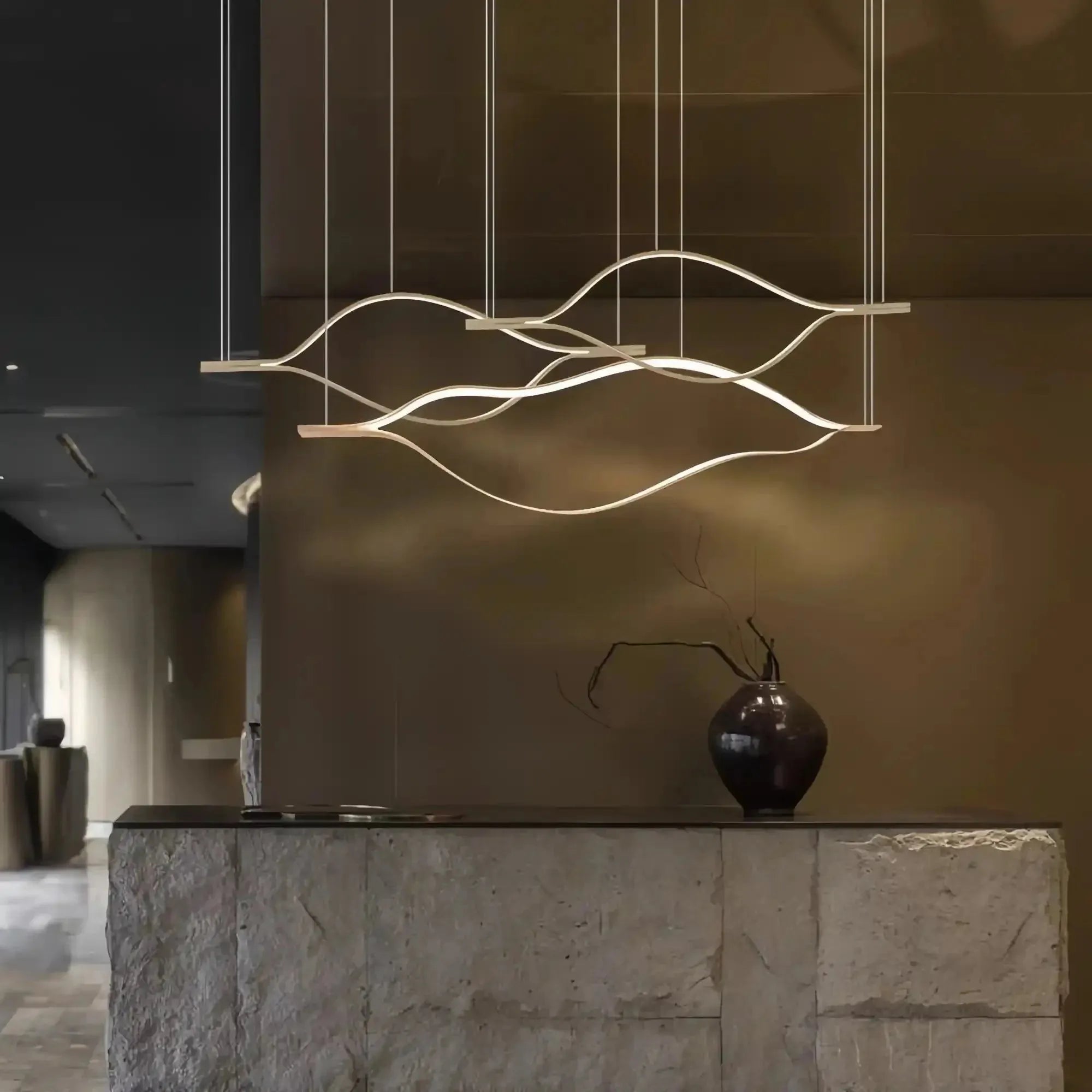 Modern Simple Aluminum Waving Chandelier - L31.5"*W2"*H11.8" singleWarm LightBlushlighting