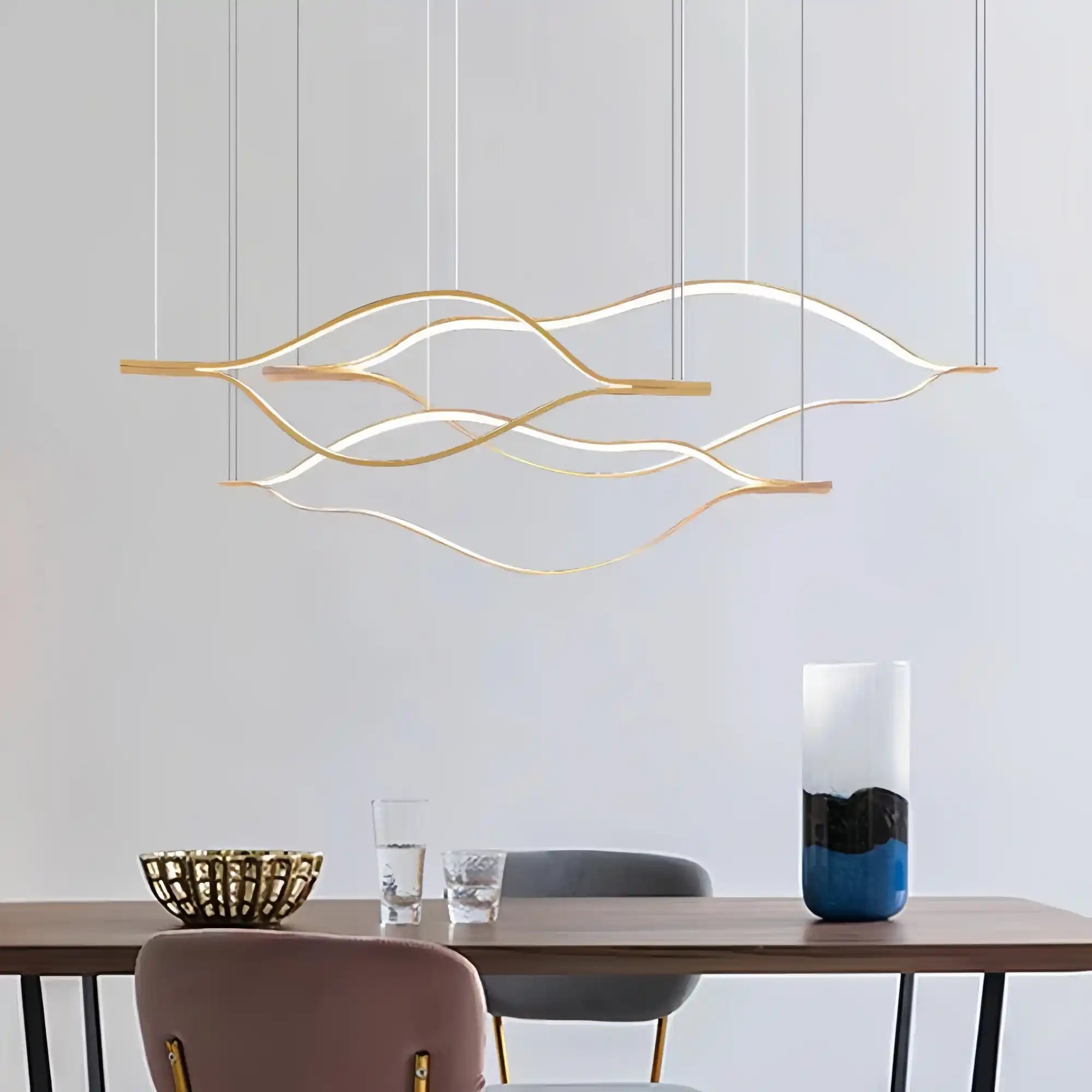 Modern Simple Aluminum Waving Chandelier - Blushlighting