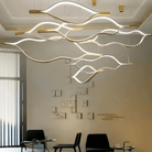 Modern Simple Brass Waving Chandelier for Living/Dining Room/Kitchen Island - 3 crossed pendant: L31.5"+L39.4"+L47.2"ChromeWarm LightBlushlighting