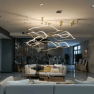 Modern Simple Brass Waving Chandelier for Living/Dining Room/Kitchen Island - L31.5"*W2.2"*H11.8"WoodWarm LightBlushlighting