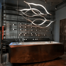 Modern Simple Brass Waving Chandelier for Living/Dining Room/Kitchen Island - 3 crossed pendant: L31.5"+L39.4"+L47.2"ChromeWarm LightBlushlighting