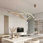 Modern Simple Brass Waving Chandelier for Living/Dining Room/Kitchen Island - 3 crossed pendant: L31.5"+L39.4"+L47.2"ChromeWarm LightBlushlighting