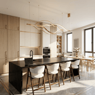 Modern Simple Brass Waving Chandelier for Living/Dining Room/Kitchen Island - 3 crossed pendant: L31.5"+L39.4"+L47.2"ChromeWarm LightBlushlighting