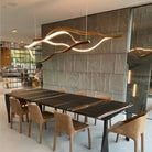Modern Simple Brass Waving Chandelier for Living/Dining Room/Kitchen Island - 2 crossed pendant: L39.4"+L47.2"/17kgGoldWarm LightBlushlighting