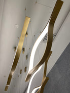 Modern Simple Brass Waving Chandelier for Living/Dining Room/Kitchen Island - L31.5"*W2.2"*H11.8"GoldWarm LightBlushlighting
