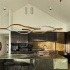 Modern Simple Brass Waving Chandelier for Living/Dining Room/Kitchen Island - L31.5"*W2.2"*H11.8"GoldWarm LightBlushlighting