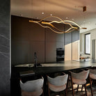 Modern Simple Brass Waving Chandelier for Living/Dining Room/Kitchen Island - L31.5"*W2.2"*H11.8"GoldWarm LightBlushlighting