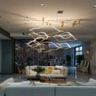 Modern Simple Brass Waving Chandelier for Living/Dining Room/Kitchen Island - L31.5"*W2.2"*H11.8"WoodWarm LightBlushlighting