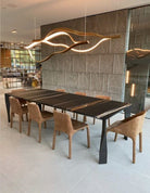 Modern Simple Brass Waving Chandelier for Living/Dining Room/Kitchen Island - L31.5"*W2.2"*H11.8"WoodWarm LightBlushlighting