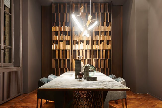 Modern Simple Brass Waving Chandelier for Living/Dining Room/Kitchen Island - L31.5"*W2.2"*H11.8"WoodWarm LightBlushlighting