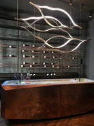 Modern Simple Brass Waving Chandelier for Living/Dining Room/Kitchen Island - L31.5"*W2.2"*H11.8"ChromeWarm LightBlushlighting