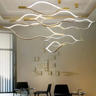 Modern Simple Brass Waving Chandelier for Living/Dining Room/Kitchen Island-Chandeliers-Blush-Lighting-L31.5"*W2.2"*H11.8"-Wood-Warm Light