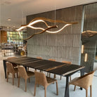 Modern Simple Brass Waving Chandelier for Living/Dining Room/Kitchen Island-Chandeliers-Blush-Lighting-2 crossed pendant: L39.4"+L47.2"/17kg-Gold-Warm Light