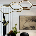 Modern Simple Brass Waving Chandelier for Living/Dining Room/Kitchen Island-Chandeliers-Blush-Lighting-L31.5"*W2.2"*H11.8"-Wood-Warm Light