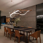 Modern Simple Brass Waving Chandelier for Living/Dining Room/Kitchen Island-Chandeliers-Blush-Lighting-2 crossed pendant: L39.4"+L47.2"/17kg-Wood-Warm Light