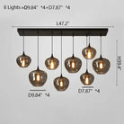Modern Smoke Gray Glass Lamp Designer Chandelier - L47.2"*W11.8"*H39.4"/ LED*6Rectangular CanopyWarm LightBlushlighting
