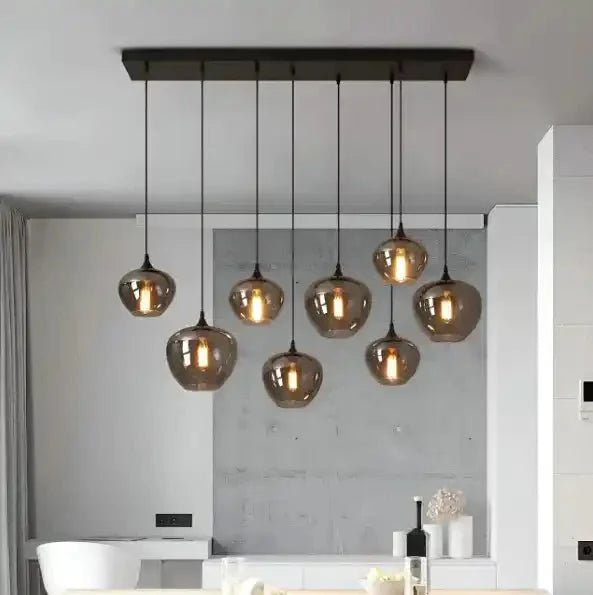 Modern Smoke Gray Glass Lamp Designer Chandelier - Blushlighting