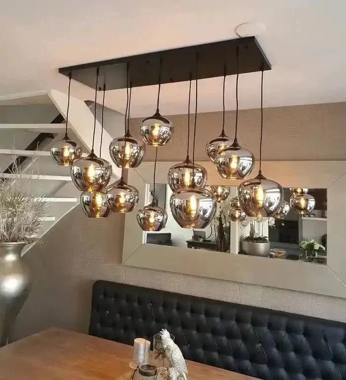 Modern Smoke Gray Glass Lamp Designer Chandelier - L47.2"*W11.8"*H39.4"/ LED*6Rectangular CanopyWarm LightBlushlighting