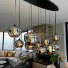 Modern Smoke Gray Glass Lamp Designer Chandelier - L47.2"*W11.8"*H39.4"/ LED*6Rectangular CanopyWarm LightBlushlighting