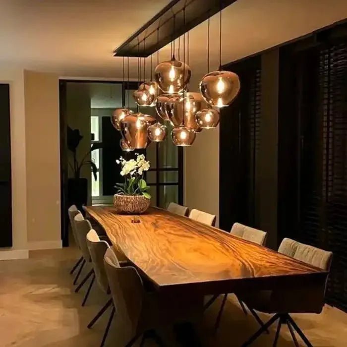 Modern Smoke Gray Glass Lamp Designer Chandelier - L47.2"*W11.8"*H39.4"/ LED*6Rectangular CanopyWarm LightBlushlighting