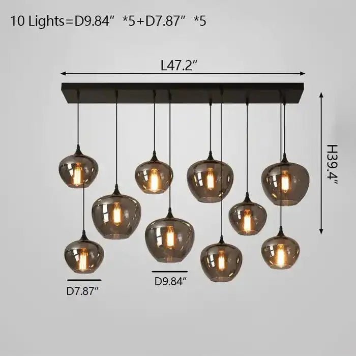 Modern Smoke Gray Glass Lamp Designer Chandelier - L47.2"*W11.8"*H39.4"/ LED*6Rectangular CanopyWarm LightBlushlighting
