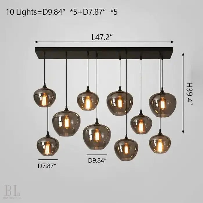 Modern Smoke Gray Glass Lamp Designer Chandelier - Blushlighting