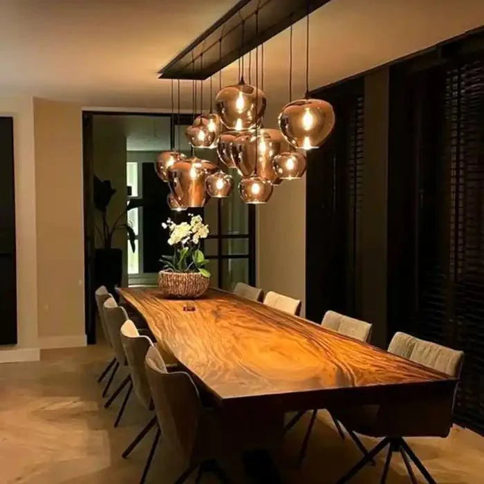 Modern Smoke Gray Glass Lamp Designer Chandelier - Blushlighting