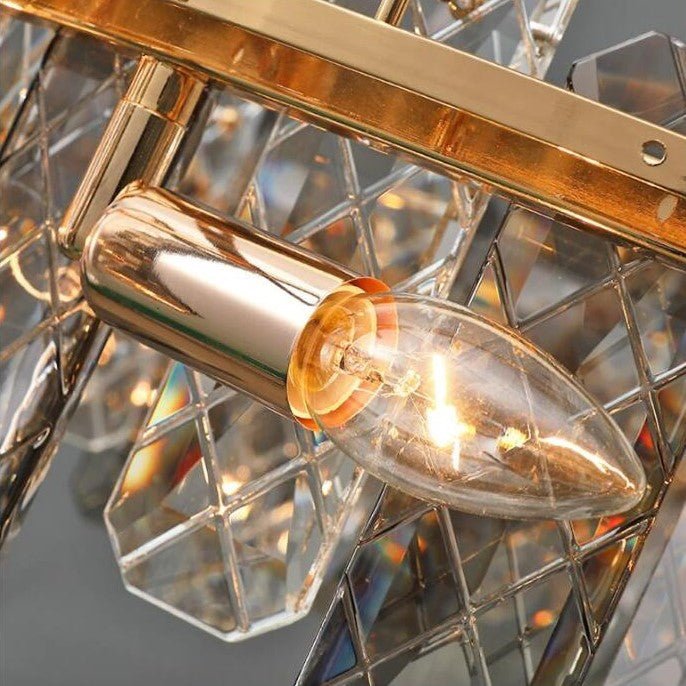 Modern Smoky Gray Crystal Chandelier Gleamy Light Fixture for Living/Dining Room/ Bedroom/ Home Office - Round D39.37"*H8.66"GoldWarm LightBlushlighting