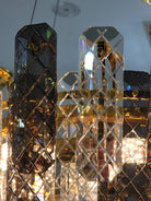 Modern Smoky Gray Crystal Chandelier Gleamy Light Fixture for Living/Dining Room/ Bedroom/ Home Office - Round D39.37"*H8.66"GoldWarm LightBlushlighting