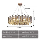 Modern Smoky Gray Crystal Chandelier Gleamy Light Fixture for Living/Dining Room/ Bedroom/ Home Office - Round D39.37"*H8.66"GoldWarm LightBlushlighting
