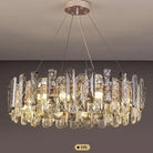 Modern Smoky Gray Crystal Chandelier Gleamy Light Fixture for Living/Dining Room/ Bedroom/ Home Office - Round D39.37"*H8.66"GoldWarm LightBlushlighting