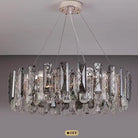 Modern Smoky Gray Crystal Chandelier Gleamy Light Fixture for Living/Dining Room/ Bedroom/ Home Office - Round D39.37"*H8.66"GoldWarm LightBlushlighting