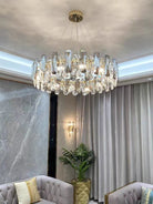Modern Smoky Gray Crystal Chandelier Gleamy Light Fixture for Living/Dining Room/ Bedroom/ Home Office-Chandeliers-Blushlighting-Blushlighting