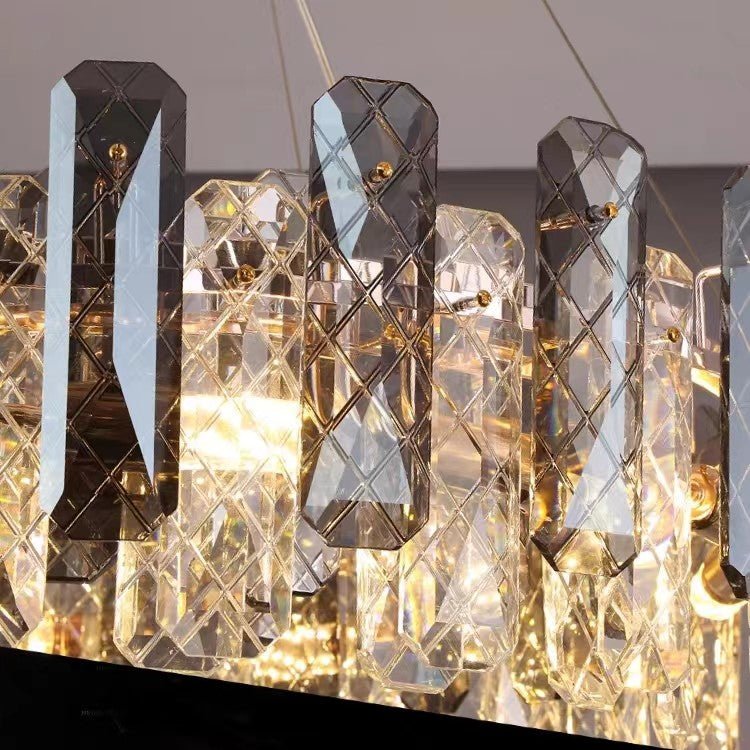Modern Smoky Gray Crystal Chandelier Gleamy Light Fixture for Living/Dining Room/ Bedroom/ Home Office-Chandeliers-Blushlighting-Blushlighting
