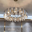 Modern Smoky Gray Crystal Chandelier Gleamy Light Fixture for Living/Dining Room/ Bedroom/ Home Office-Chandeliers-Blushlighting-Round D19.69"*H8.66"/20kg-Gold-Warm Light-Blushlighting