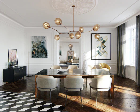 Modern Sputnik Smoky Gray/Amber Glass Branch Chandelier for Kitchen Island/Dining Room-Chandeliers-Blushlighting