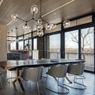 Modern Sputnik Smoky Gray/Amber Glass Branch Chandelier for Kitchen Island/Dining Room - 5 Globes/W43.3"*D21.65"*H20"Brass Finish/Clear GlassWarm LightBlushlighting