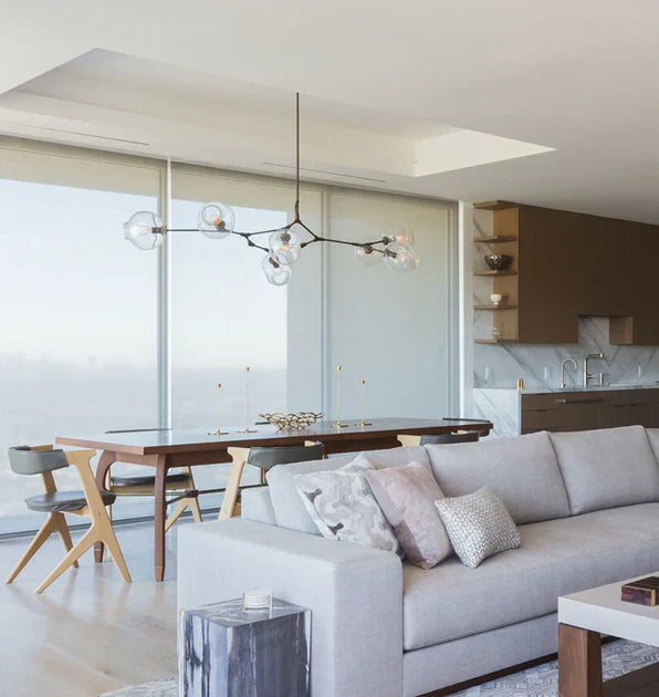 Modern Sputnik Smoky Gray/Amber Glass Branch Chandelier for Kitchen Island/Dining Room-Chandeliers-Blushlighting