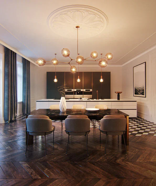 Modern Sputnik Smoky Gray/Amber Glass Branch Chandelier for Kitchen Island/Dining Room-Chandeliers-Blushlighting