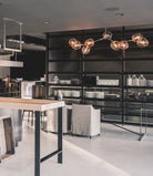 Modern Sputnik Smoky Gray/Amber Glass Branch Chandelier for Kitchen Island/Dining Room-Chandeliers-9 Globes/W79.9"*25.2"*H20.87"-Brass Finish/Clear Glass-Warm Light-Blushlighting