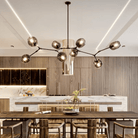 Modern Sputnik Smoky Gray/Amber Glass Branch Chandelier for Kitchen Island/Dining Room - Blushlighting