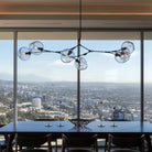 Modern Sputnik Smoky Gray/Amber Glass Branch Chandelier for Kitchen Island/Dining Room - 5 Globes/W43.3"*D21.65"*H20"Brass Finish/Clear GlassWarm LightBlushlighting