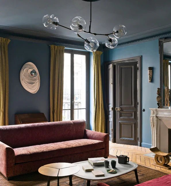 Modern Sputnik Smoky Gray/Amber Glass Branch Chandelier for Kitchen Island/Dining Room - 8 Globes/W89.76"*D33.07"*H22.8"Brass Finish/Clear GlassWarm LightBlushlighting