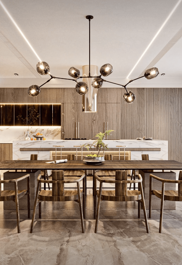 Modern Sputnik Smoky Gray/Amber Glass Branch Chandelier for Kitchen Island/Dining Room - 5 Globes/W64.2"*D20.86"*H20.87"Brass Finish/Clear GlassWarm LightBlushlighting