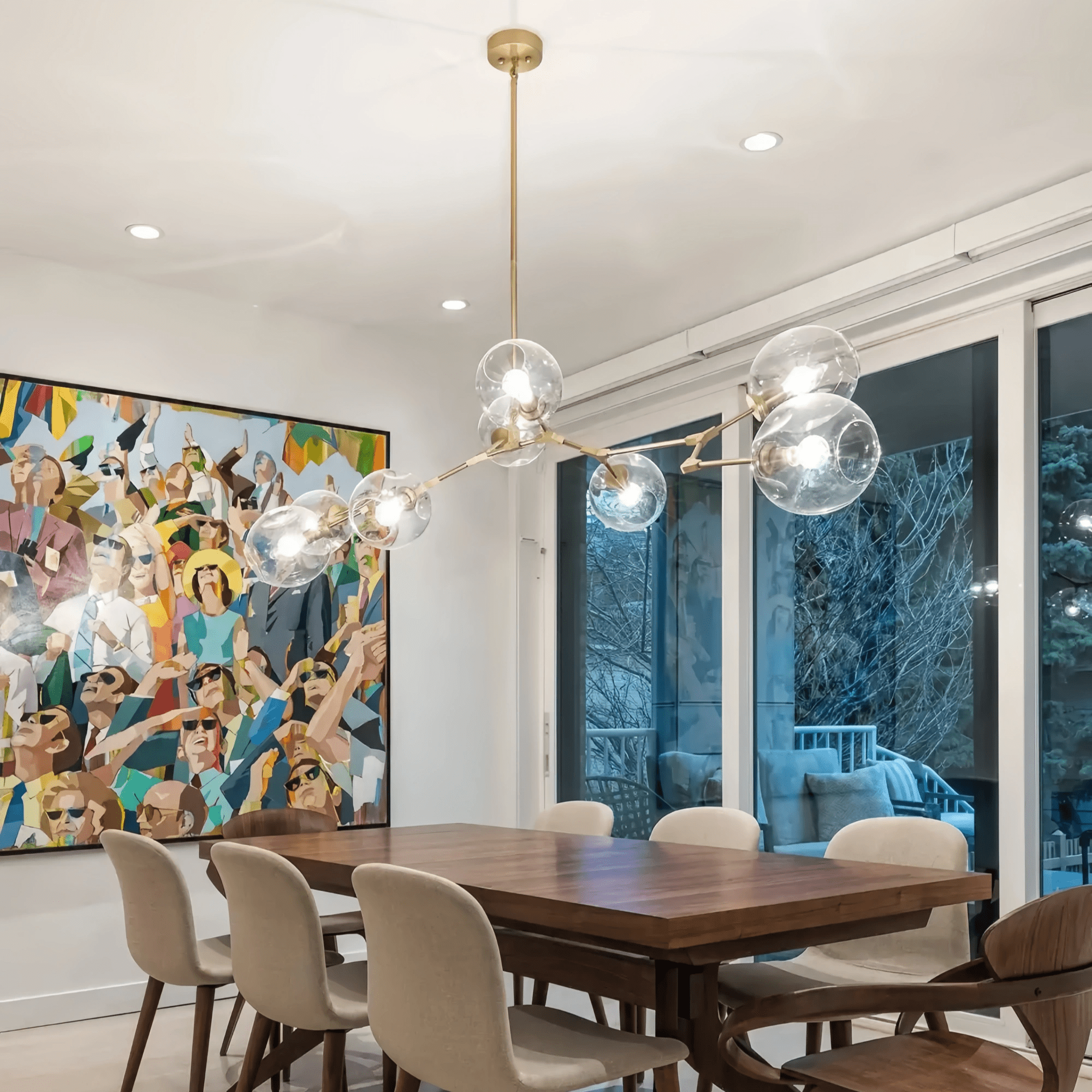 Modern Sputnik Smoky Gray/Amber Glass Branch Chandelier for Kitchen Island/Dining Room - Blushlighting