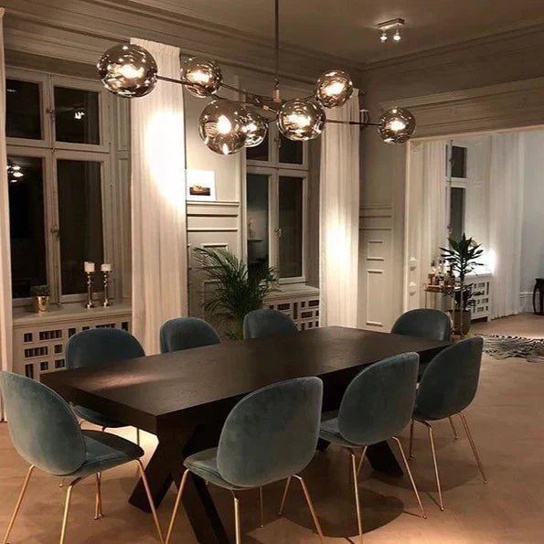 Modern Sputnik Smoky Gray/Amber Glass Branch Chandelier for Kitchen Island/Dining Room - 8 Globes/W89.76"*D33.07"*H22.8"Brass Finish/Clear GlassWarm LightBlushlighting