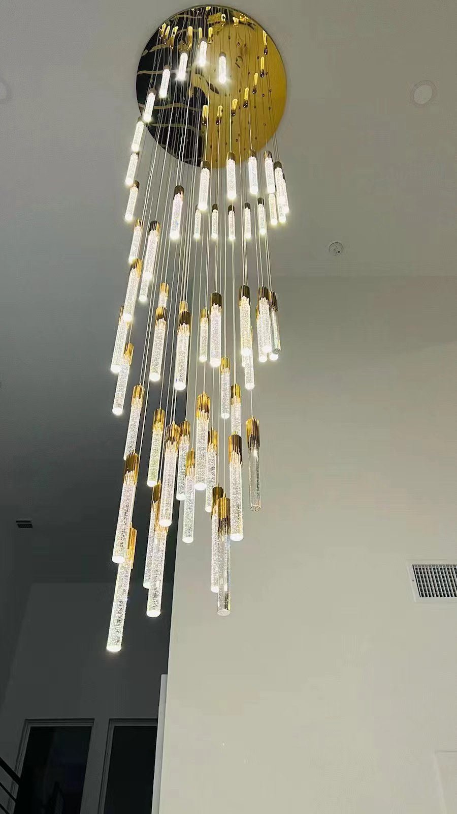 Modern Stair Light Foyer Staircase Hall Ceiling Lamps Spiral Stair Chandelier Crystal Droplight Luxury Hall Decoration Lights - 18 lights / D15.7"*H118.1"RoundWarm LightBlushlighting