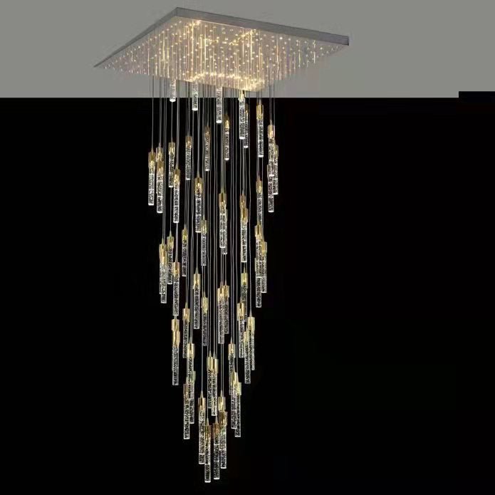Modern Stair Light Foyer Staircase Hall Ceiling Lamps Spiral Stair Chandelier Crystal Droplight Luxury Hall Decoration Lights - 18 lights / D15.7"*H118.1"RoundWarm LightBlushlighting