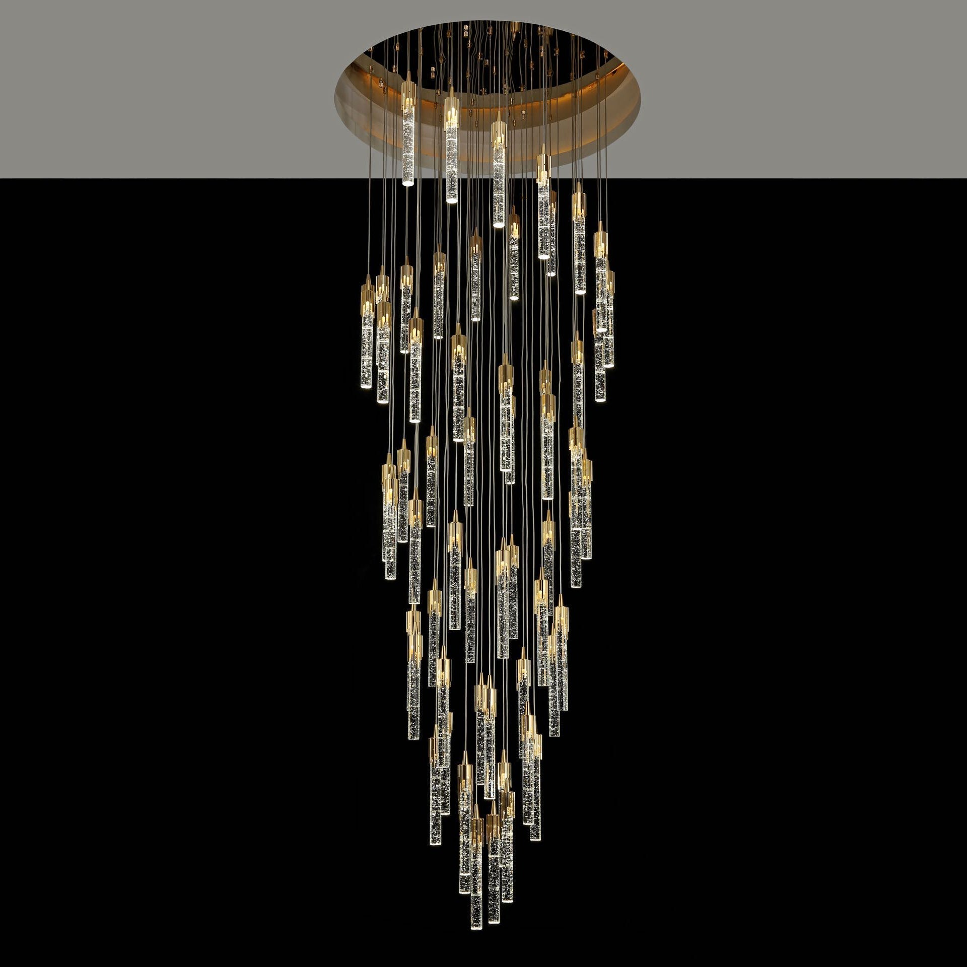 Modern Stair Light Foyer Staircase Hall Ceiling Lamps Spiral Stair Chandelier Crystal Droplight Luxury Hall Decoration Lights - 18 lights / D15.7"*H118.1"RoundWarm LightBlushlighting